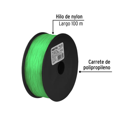 Carrete con 100 m de hilo para pesca verde calibre 1.00 mm HIPE-100V 22065 MM00