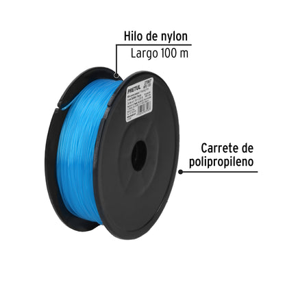 Carrete con 100 m de hilo para pesca azul calibre 1.00 mm HIPE-100 27067 MM00