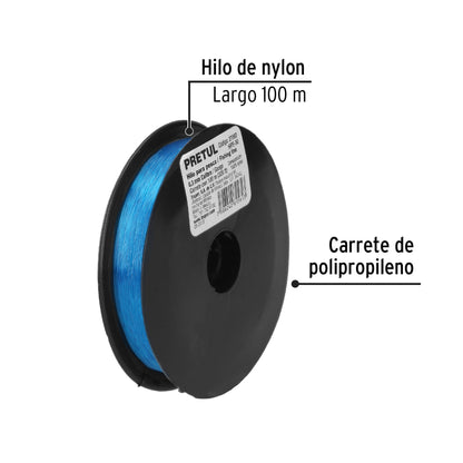 Carrete con 100 m de hilo para pesca azul calibre 0.30 mm HIPE-30 27060 MM00