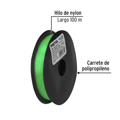 Carrete con 100 m de hilo para pesca verde calibre 0.40 mm HIPE-40V 22059 MM00