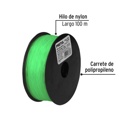 Carrete con 100 m de hilo para pesca verde calibre 0.60 mm HIPE-60V 22061 MM00