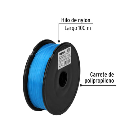 Carrete con 100 m de hilo para pesca azul calibre 0.80 mm HIPE-80 27065 MM00