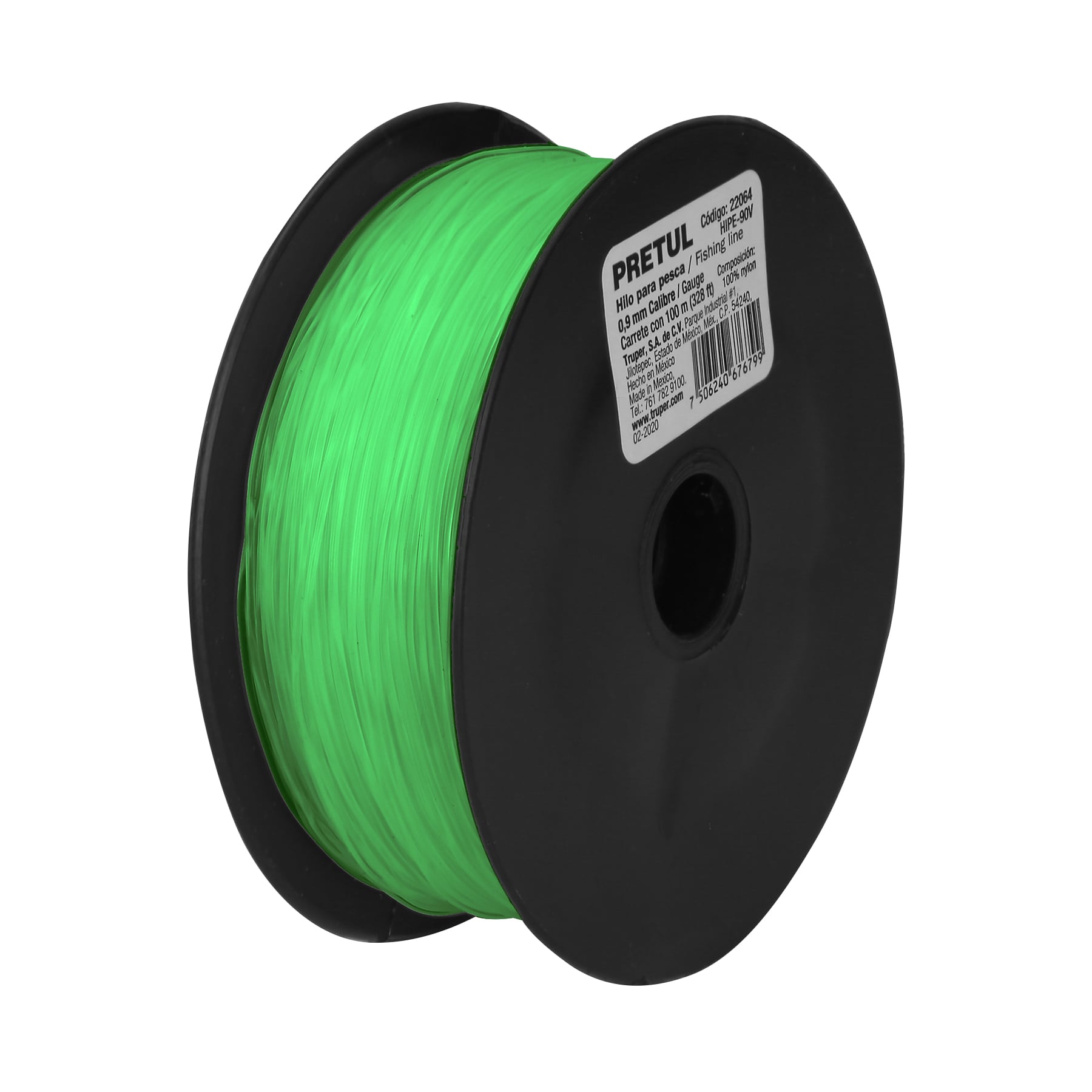 Carrete con 100 m de hilo para pesca verde calibre 0.90 mm HIPE-90V 22064 MM00