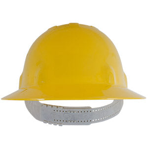 CASCO DE SEGURIDAD TIPO ALA ANCHA, COLOR AMARILLO