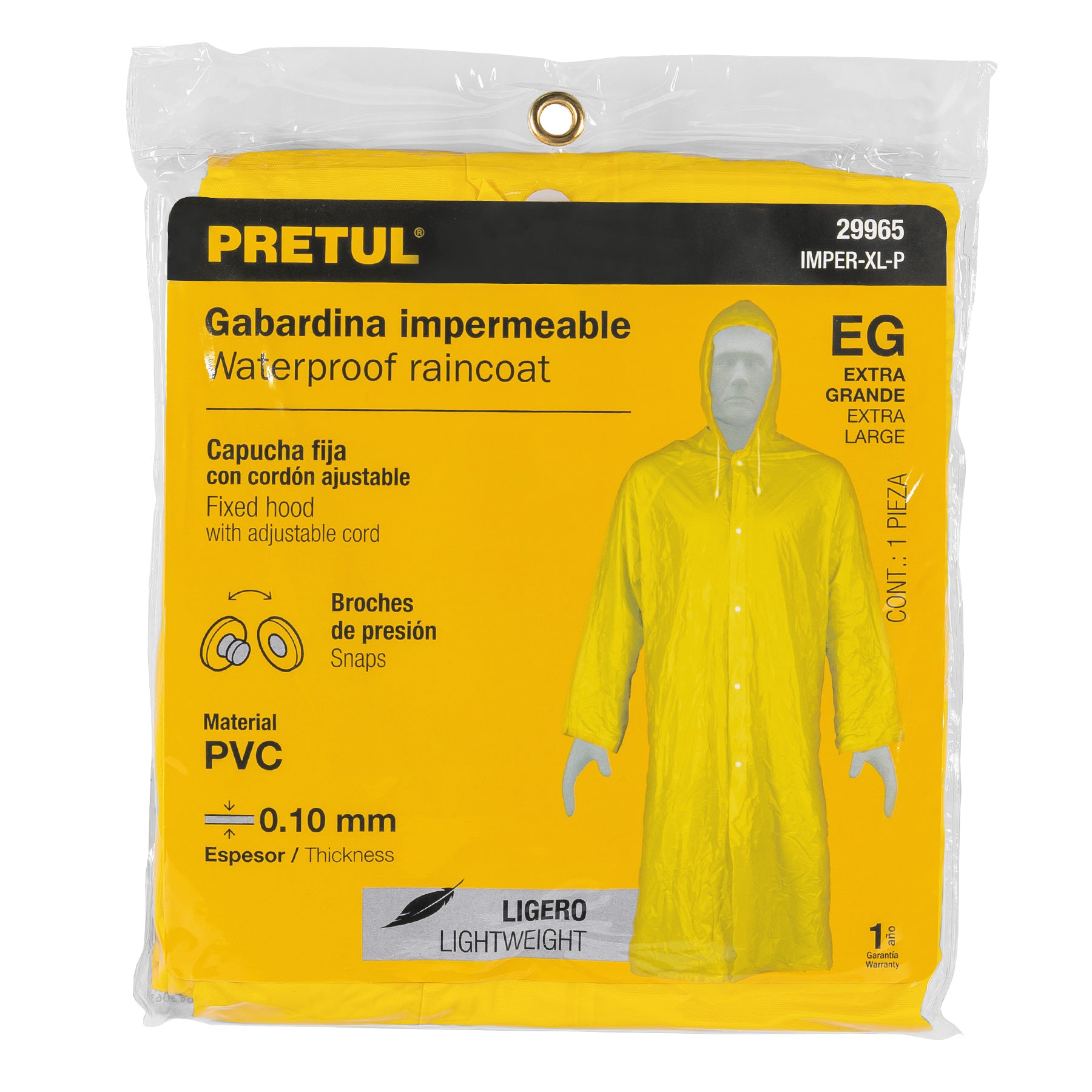 Gabardina impermeable ligera de PVC, talla XG, Pretul IMPER-XL-P 29965 MM0