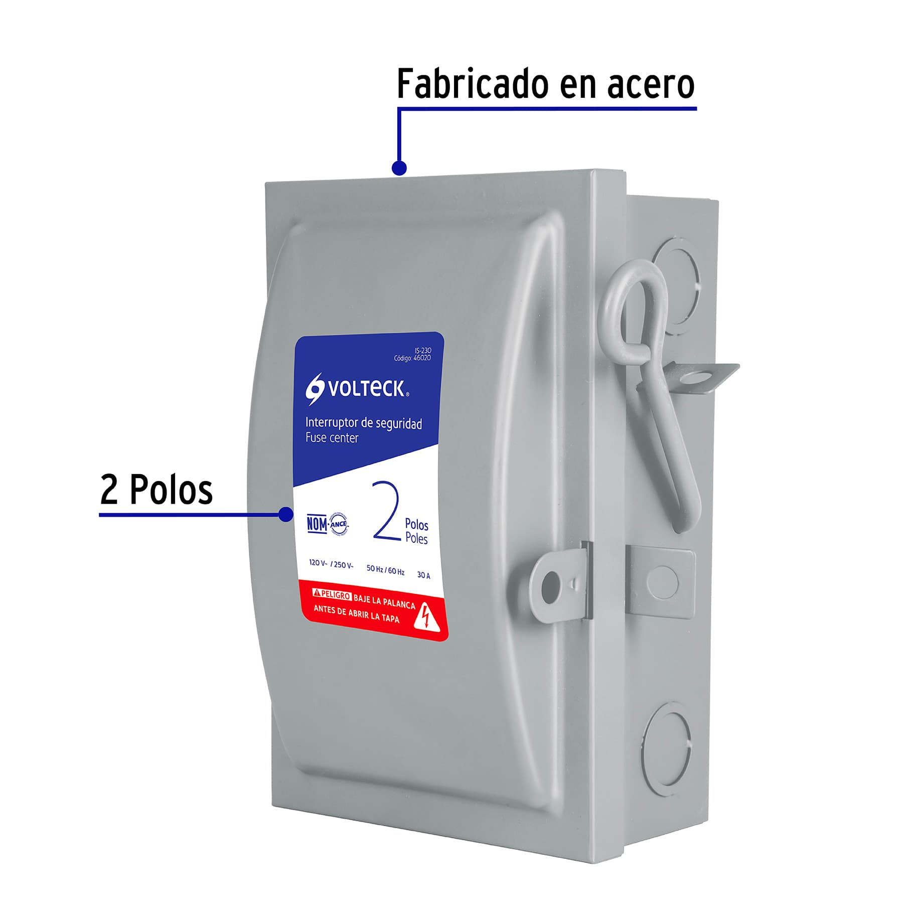 Interruptor de seguridad 2 polos, 30 A, Volteck IS-230 46020 MM1