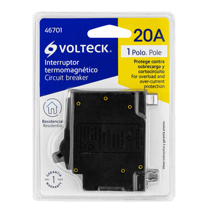 Interruptor termomagnético 1 polo 20 A, Volteck IT-120 46701 MM00