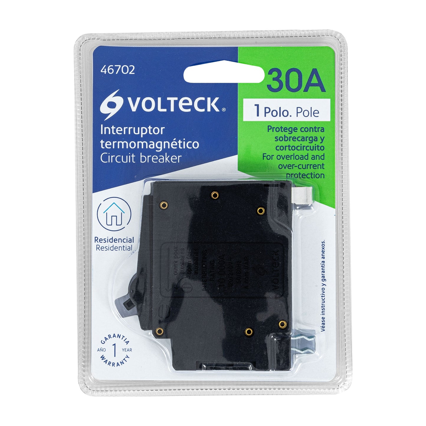 Interruptor termomagnético 1 polo 30 A, Volteck IT-130 46702 MM00