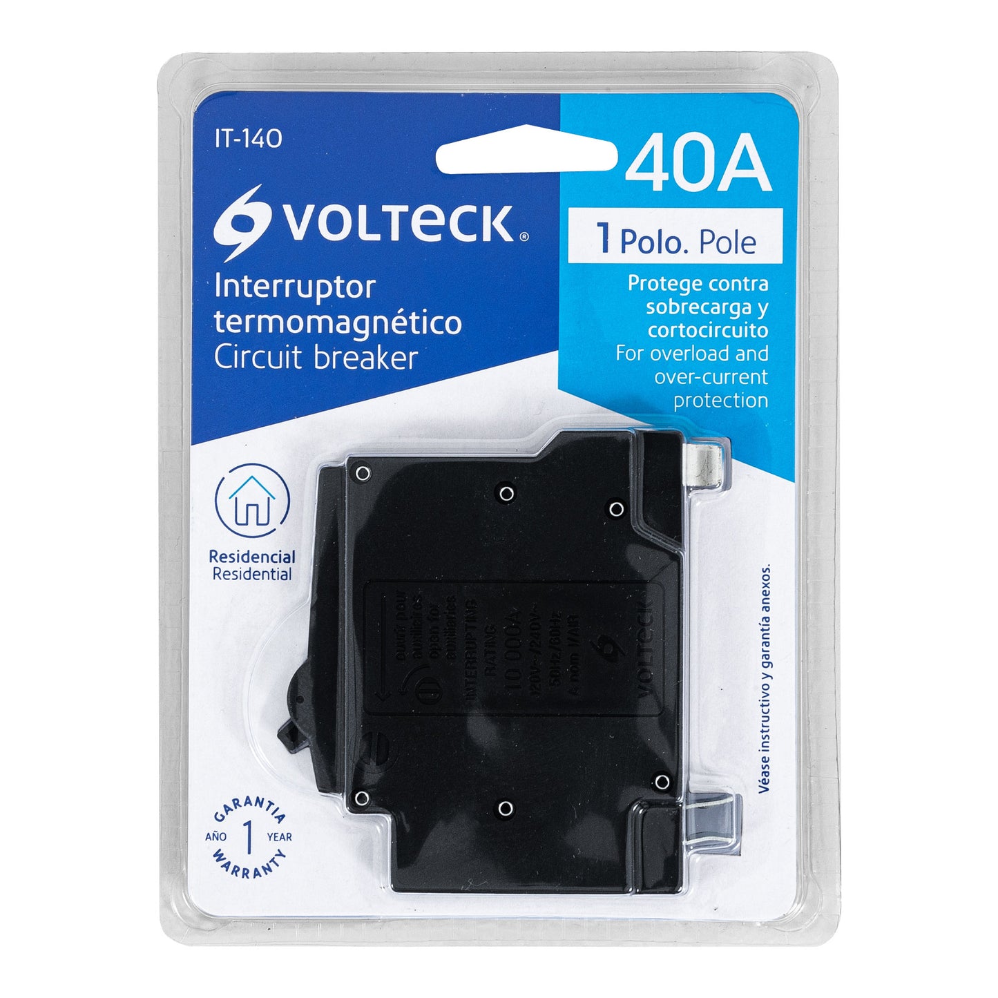 Interruptor termomagnético 1 polo 40 A, Volteck IT-140 47509 MM00