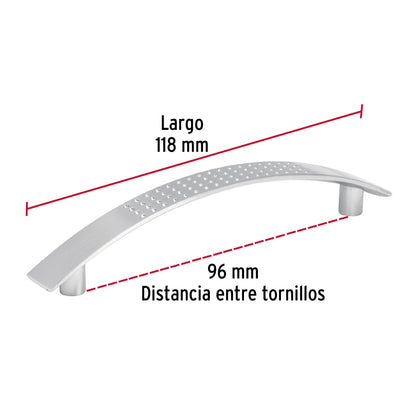 Jaladera metálica de 96mm estilo 'Contempo', níquel satinado JAL-0111 43821 MM00