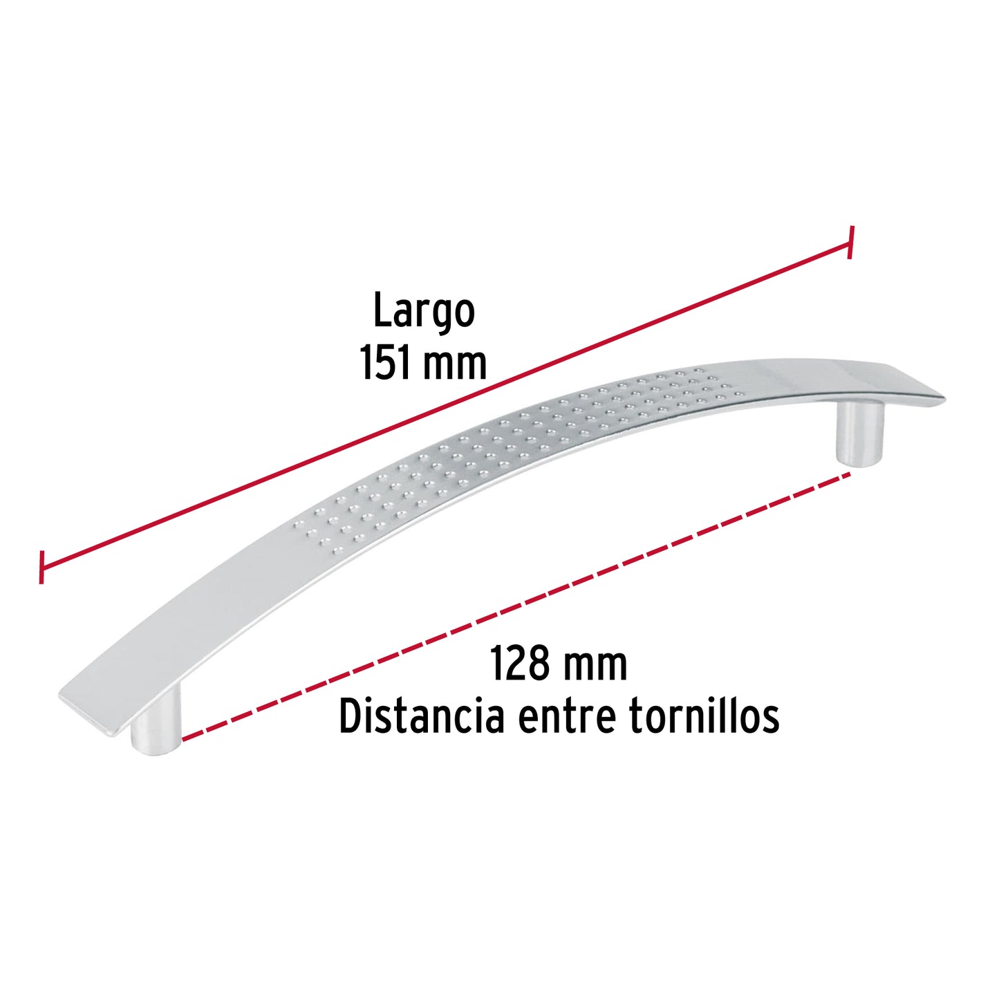 Jaladera metálica de 128mm estilo 'Contempo' níquel satinado JAL-0112 43609 MM00