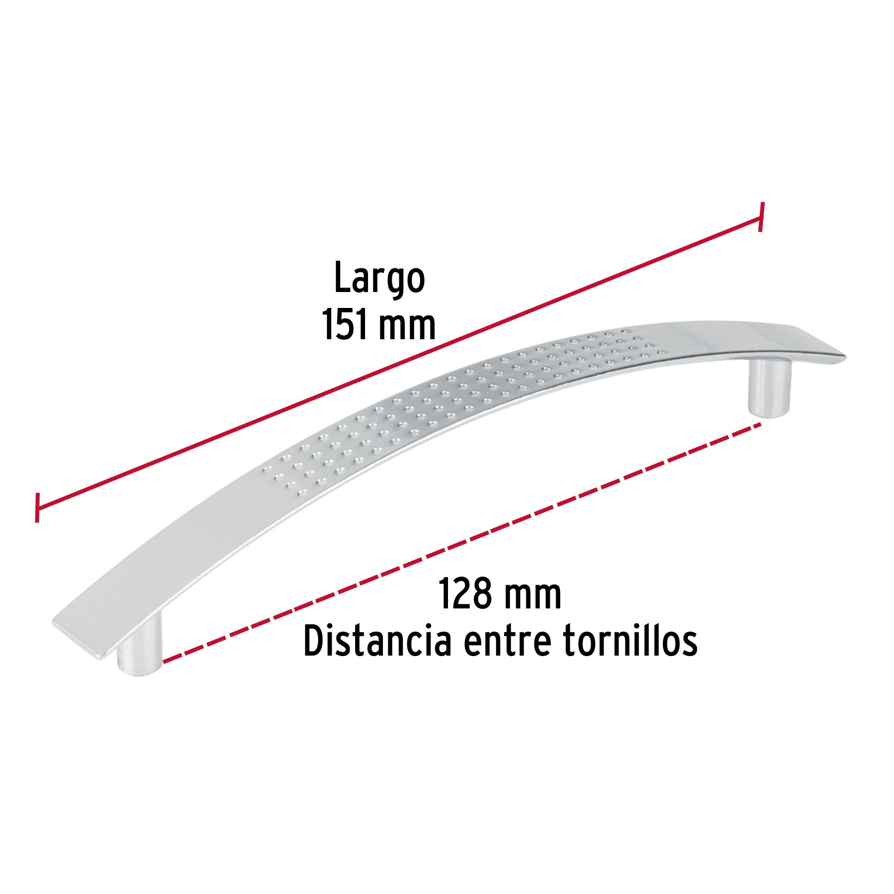 Jaladera metálica de 128mm estilo 'Contempo' níquel satinado JAL-0112 43609 MM00