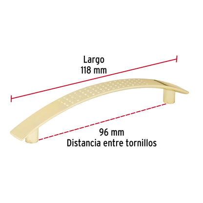 Jaladera metálica de 96mm estilo 'Contempo', latón brillante JAL-0121 43822 MM00