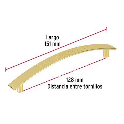 Jaladera metálica de 128mm estilo 'Contempo' latón brillante JAL-0122 43610 MM00