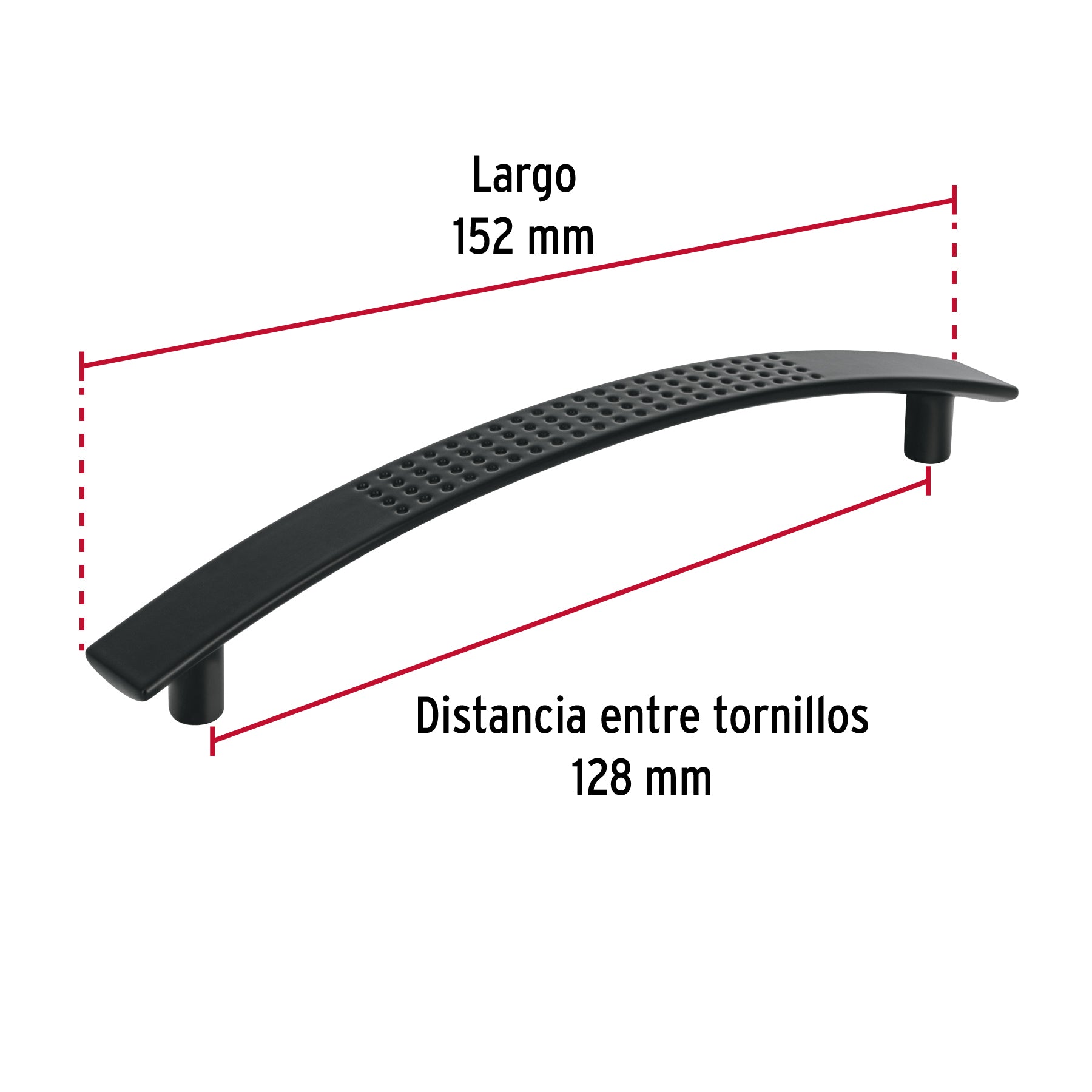 Jaladera de 128mm estilo 'Contempo' acabado negro, Hermex JAL-0162 45642 MM00