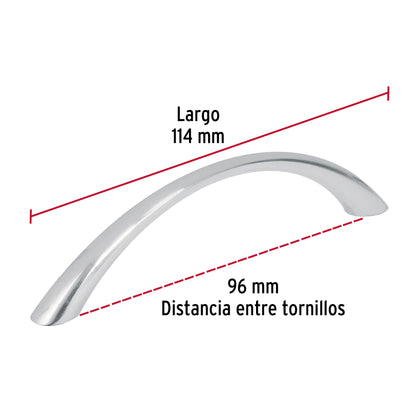 Jaladera metálica de 96mm estilo 'Arco', níquel satinado JAL-0211 43824 MM00