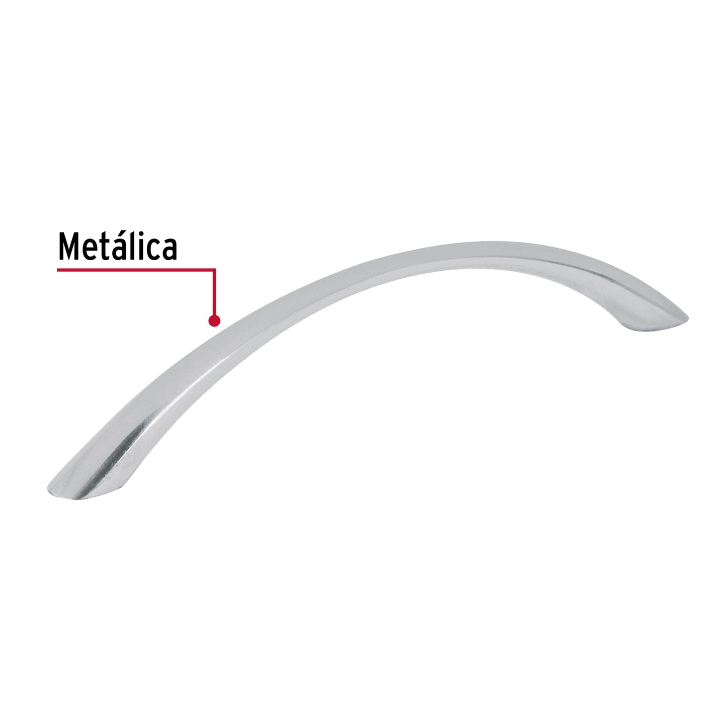 Jaladera metálica de 128mm estilo 'Arco', níquel satinado JAL-0212 43823 MM00