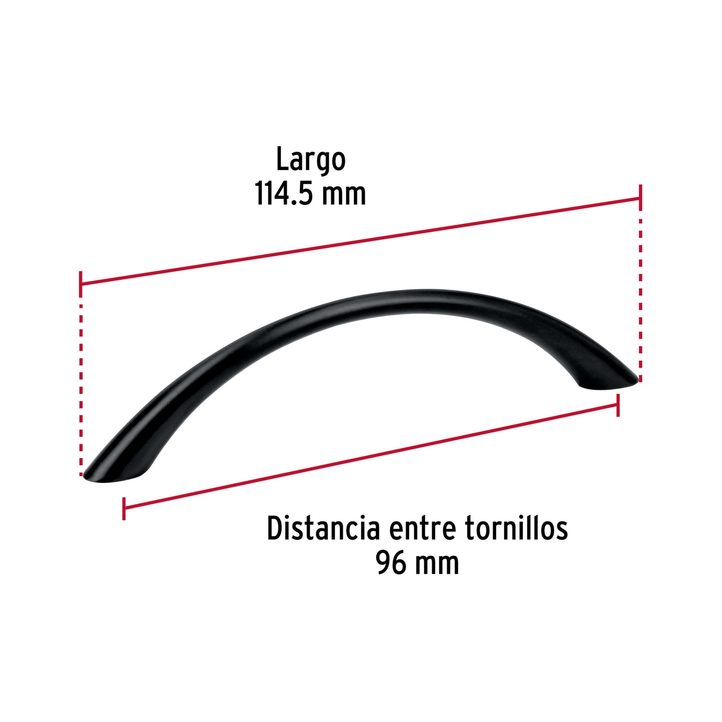 Jaladera de 96mm estilo 'Arco' acabado negro, Hermex JAL-0261 45643 MM00