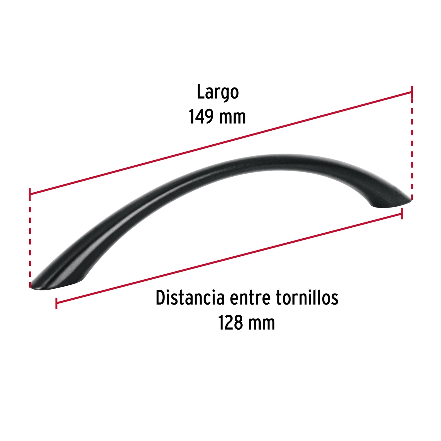 Jaladera de 128mm estilo 'Arco' acabado negro, Hermex JAL-0262 45644 MM00