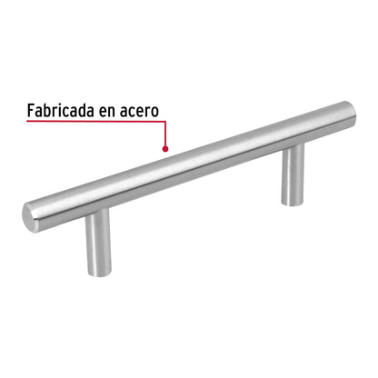 Jaladera de acero, 96 mm estilo 'Cilindro', níquel satinado JAL-0311 43828 MM00