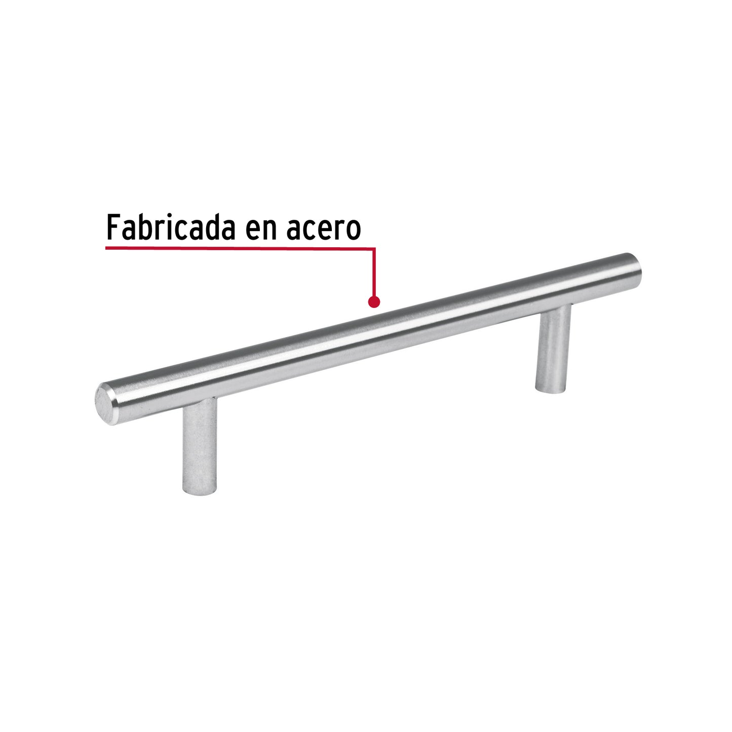 Jaladera de acero, 128 mm estilo 'Cilindro', níquel satinado JAL-0312 43827 MM00