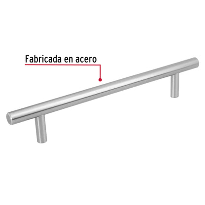 Jaladera de acero 160 mm, estilo 'Cilindro', níquel satinado JAL-0313 43870 MM00