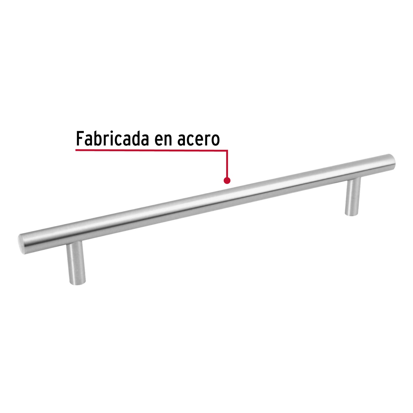 Jaladera de acero 192 mm, estilo 'Cilindro', níquel satinado JAL-0314 43871 MM00