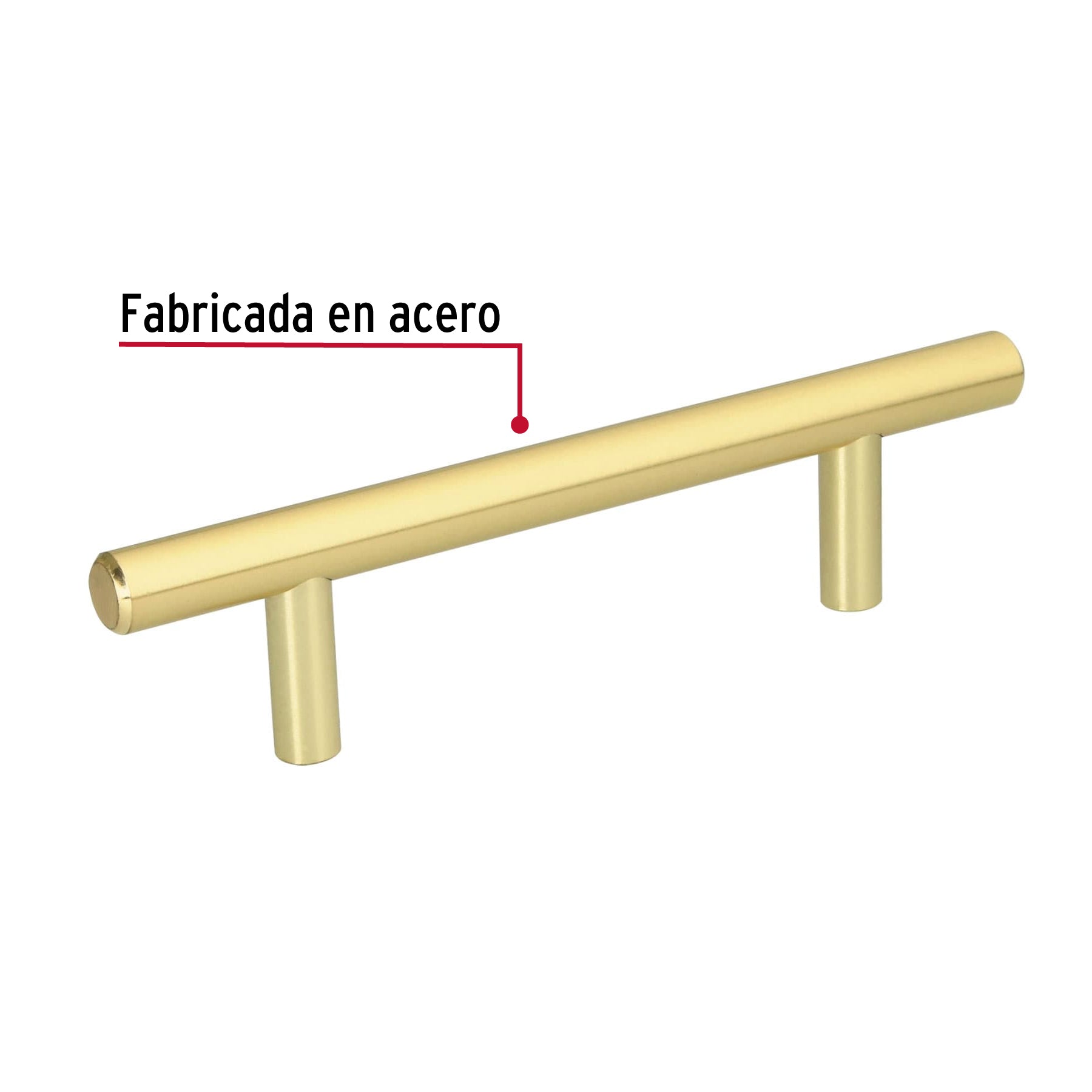 Jaladera de acero, 96 mm estilo 'Cilindro', latón brillante JAL-0321 43830 MM00