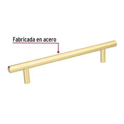 Jaladera de acero 160 mm, estilo 'Cilindro', latón brillante JAL-0323 43872 MM00