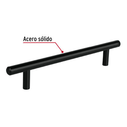 Jaladera de acero 160 mm, estilo 'Cilindro', negro, Hermex JAL-0363 49733 MM00