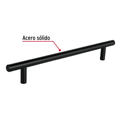 Jaladera de acero 192 mm, estilo 'Cilindro', negro, Hermex JAL-0364 49734 MM00