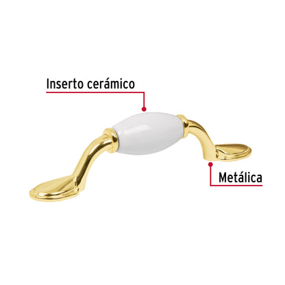 Jaladera metálica de 76 mm latón brillante, inserto cerámico JAL-0651 43833 MM00