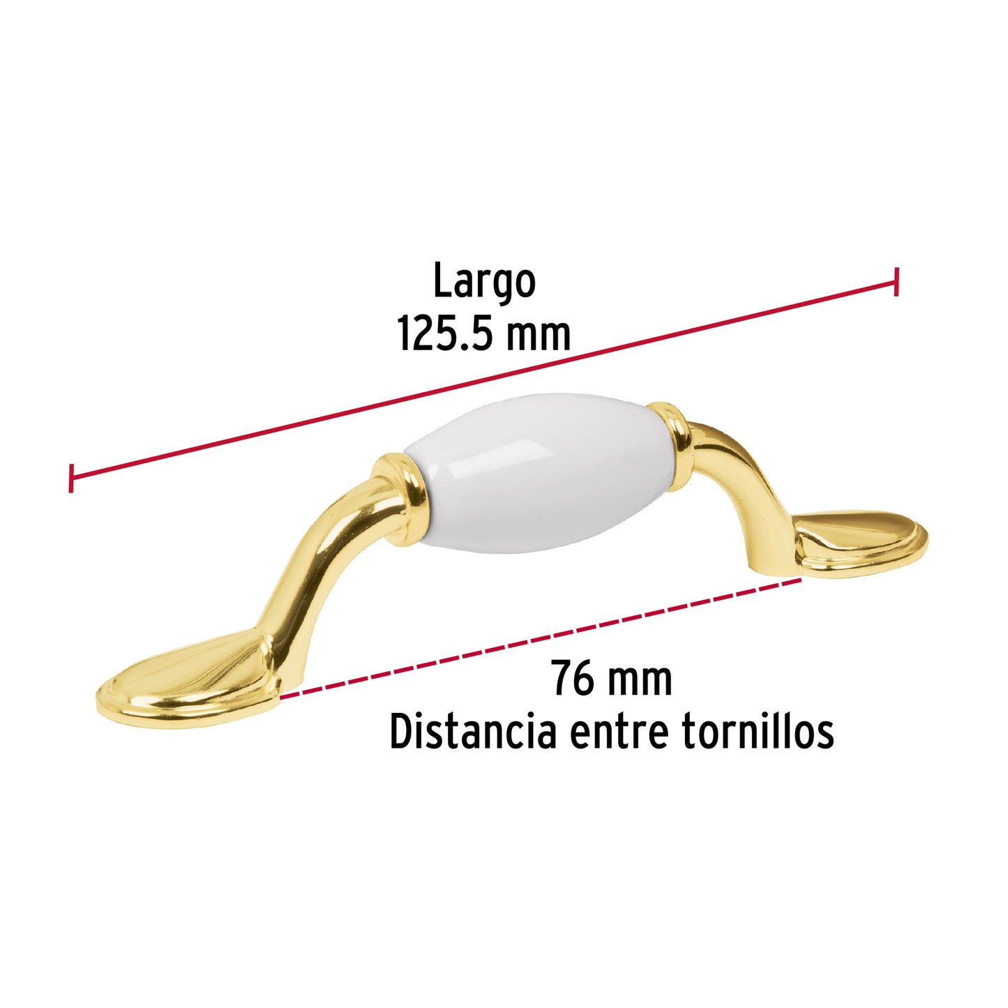 Jaladera metálica de 76 mm latón brillante, inserto cerámico JAL-0651 43833 MM00