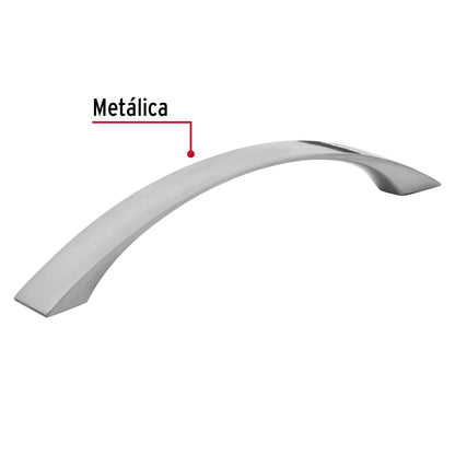 Jaladera metálica de 128mm estilo 'Moderno', níquel satinado JAL-0711 43377 MM00