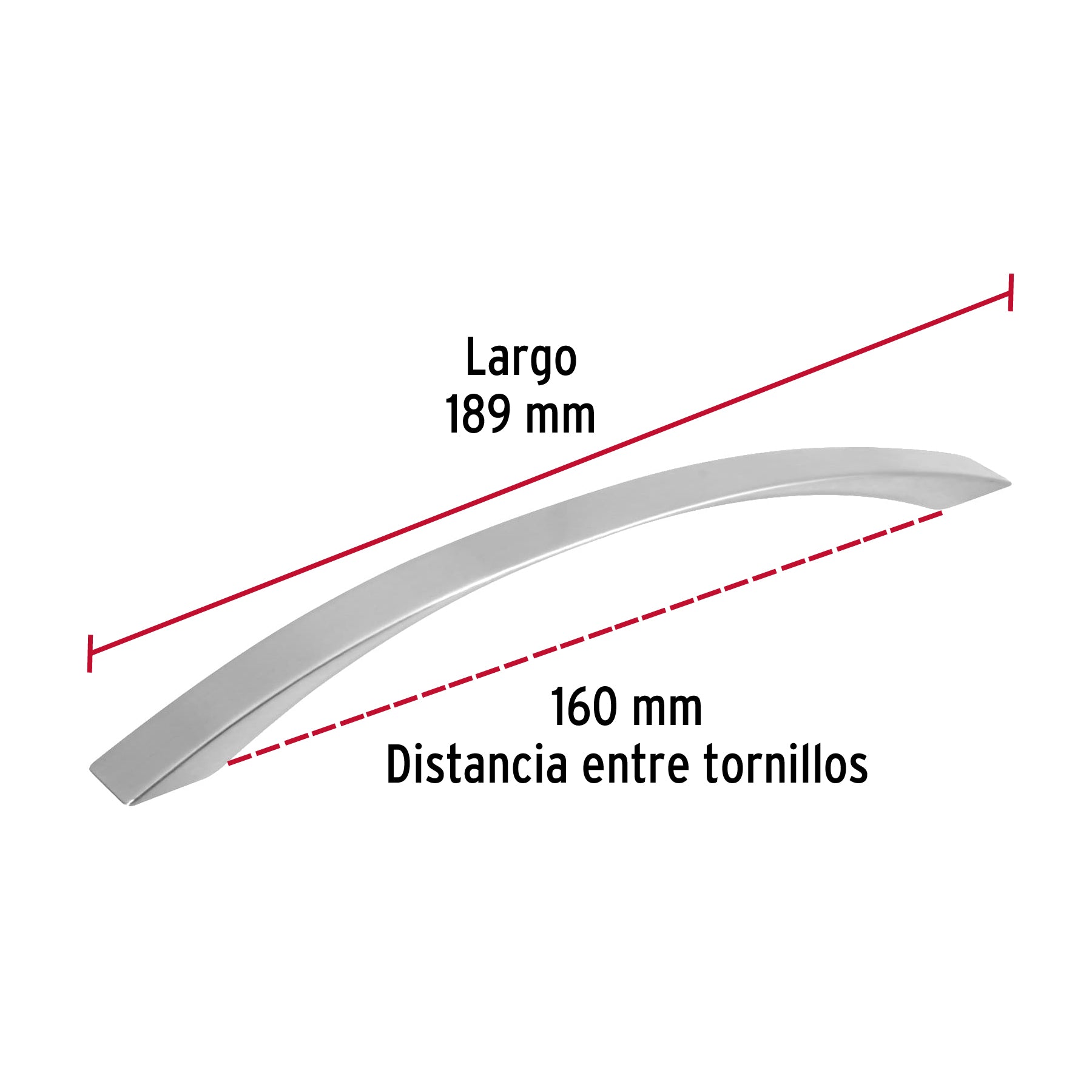 Jaladera metálica de 160mm estilo 'Moderno', níquel satinado JAL-0712 43378 MM00