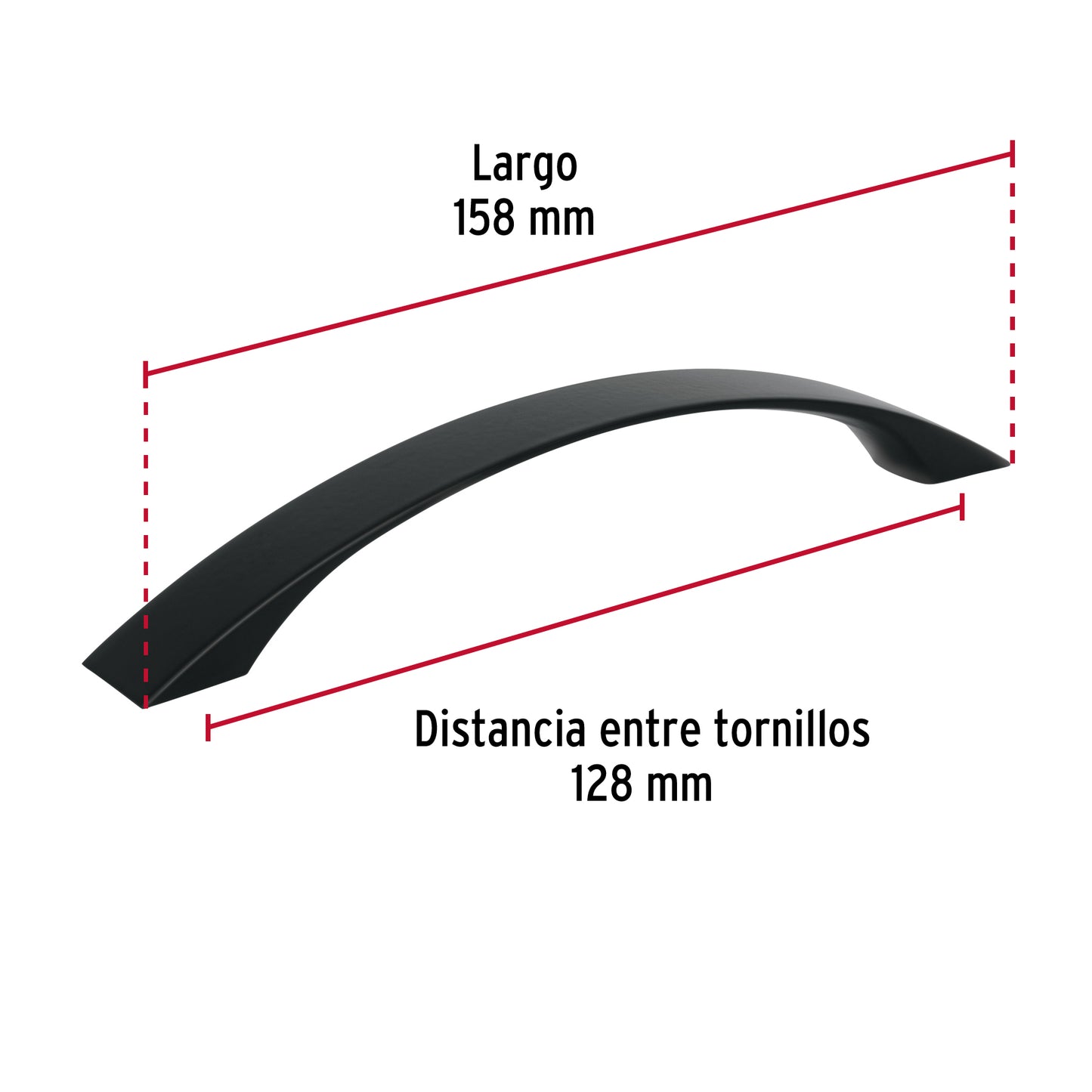 Jaladera de 128mm estilo 'Moderno' acabado negro, Hermex JAL-0761 45645 MM00