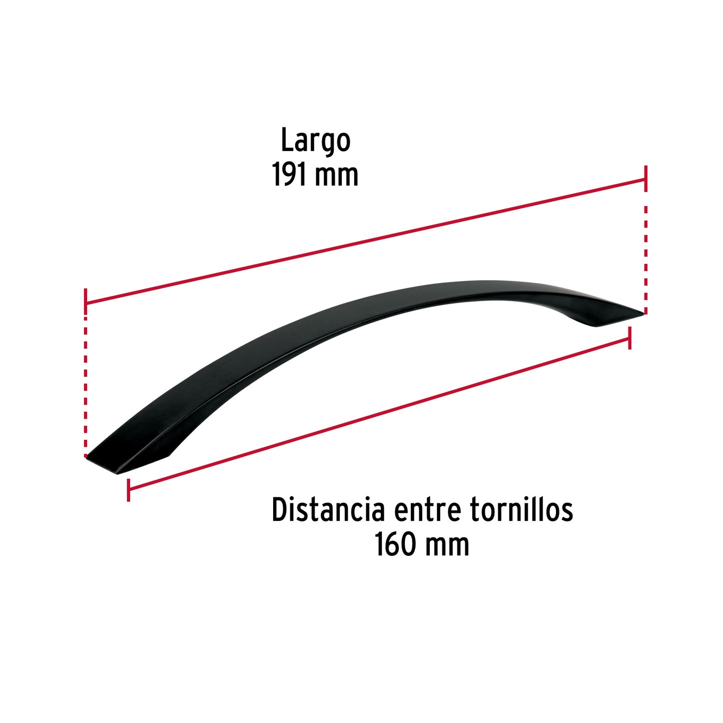 Jaladera de 160mm estilo 'Moderno' acabado negro, Hermex JAL-0762 45646 MM00