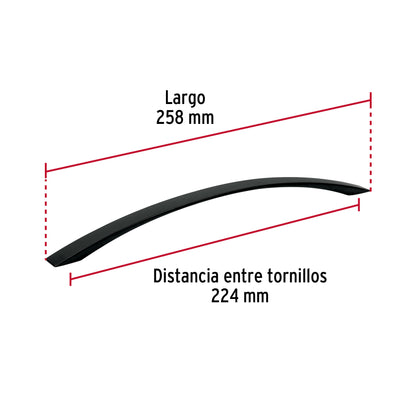  Jaladera de 224mm estilo 'Moderno' acabado negro, Hermex JAL-0763 45647 MM00