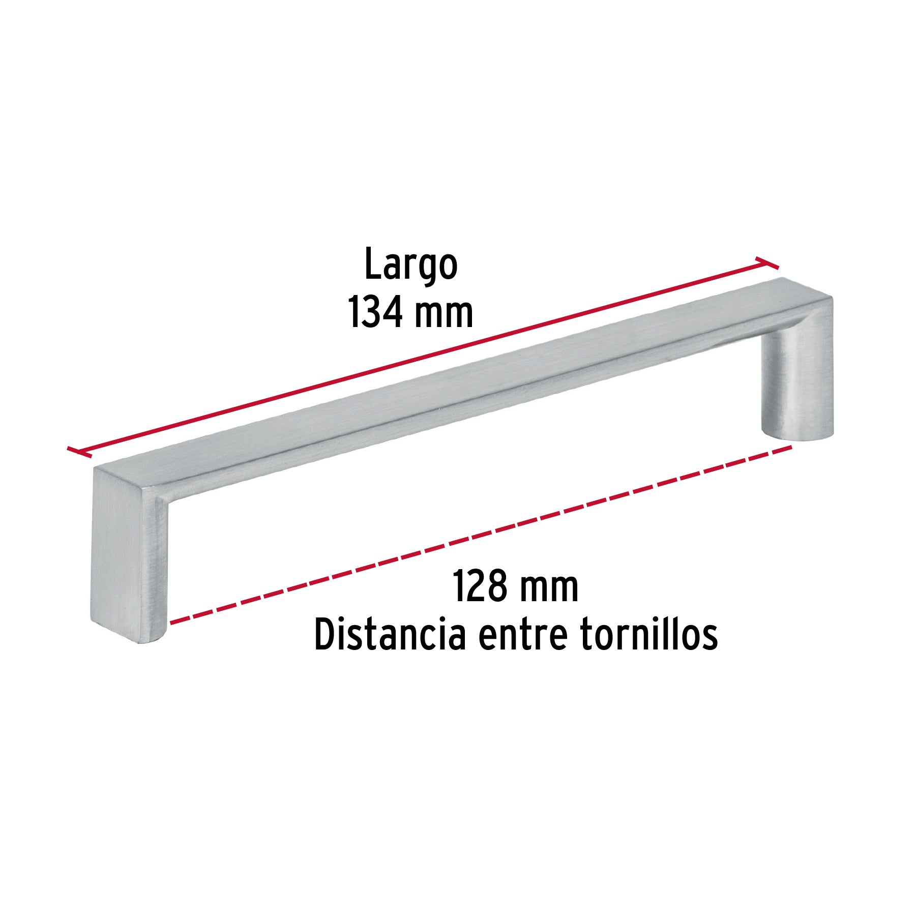 Jaladera metálica de 128mm estilo 'Andamio', níquel satinado JAL-0912 43902 MM00