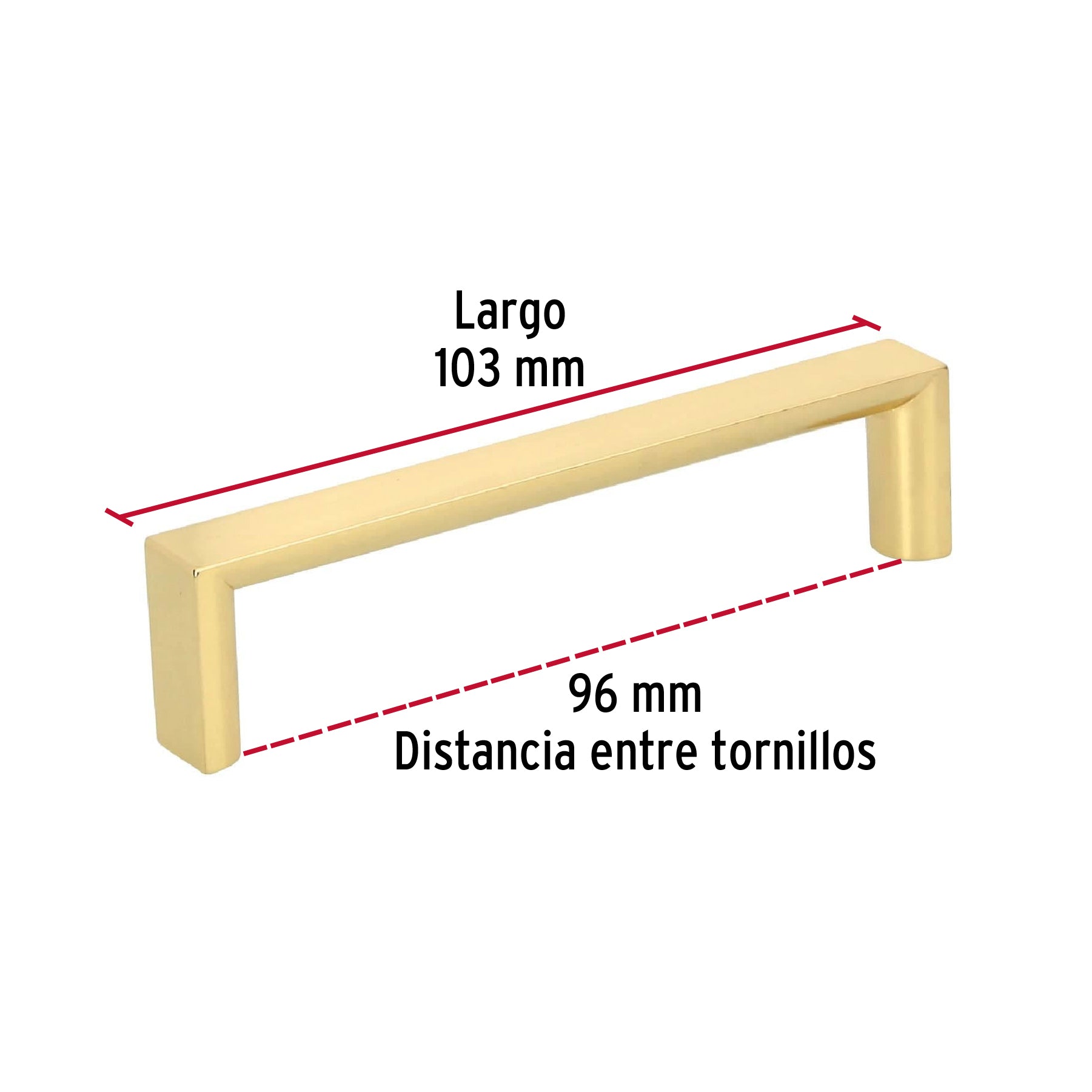 Jaladera metálica de 96 mm estilo 'Andamio', latón brillante JAL-0921 43906 MM00