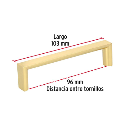 Jaladera metálica de 96 mm estilo 'Andamio', latón brillante JAL-0921 43906 MM00