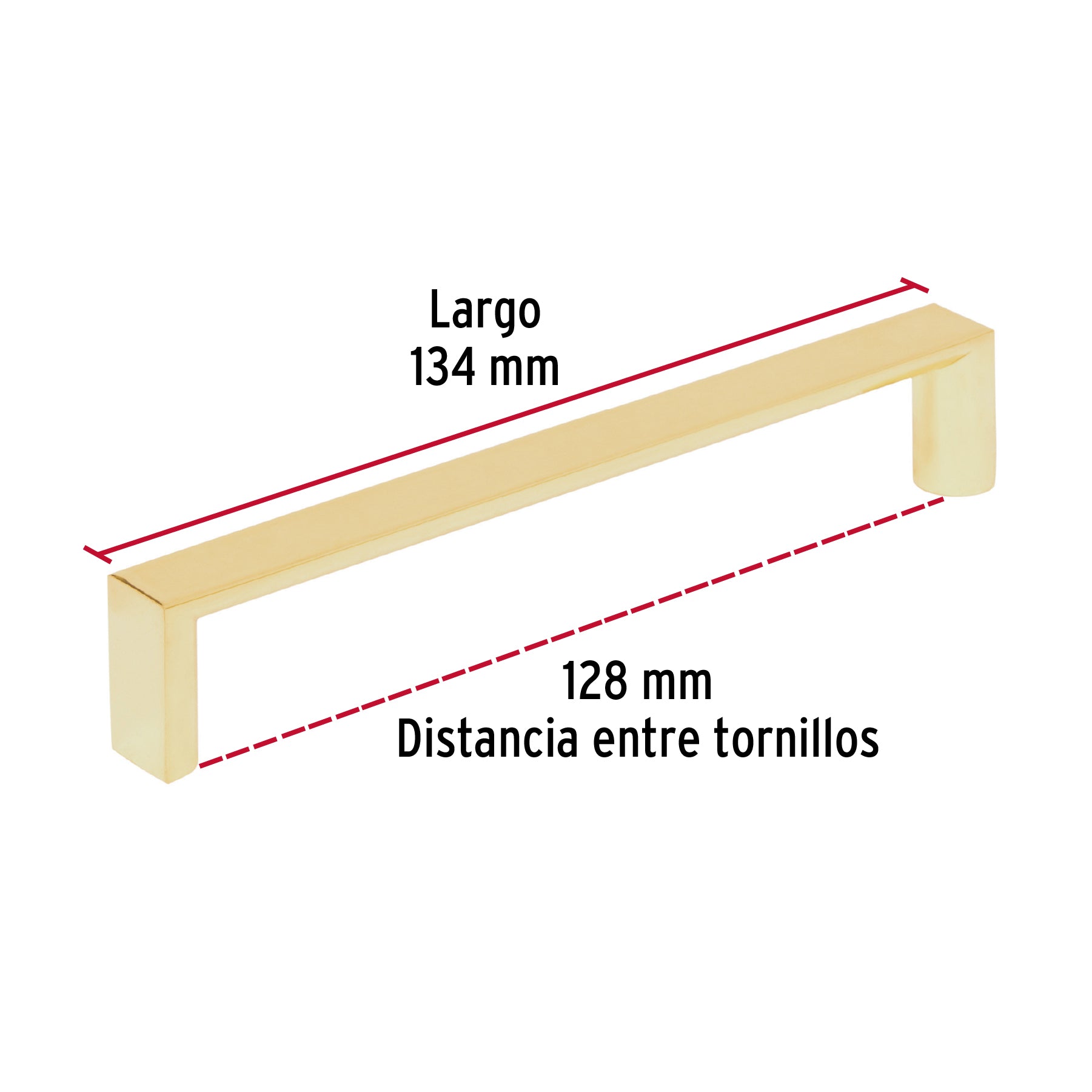 Jaladera metálica de 128mm estilo 'Andamio', latón brillante JAL-0922 43907 MM00