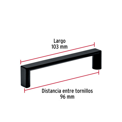 Jaladera de 96mm estilo 'Andamio' acabado negro, Hermex JAL-0961 45639 MM00