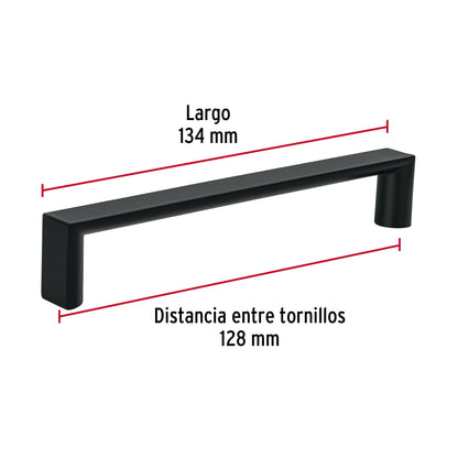 Jaladera de 128mm estilo 'Andamio' acabado negro, Hermex JAL-0962 45640 MM00