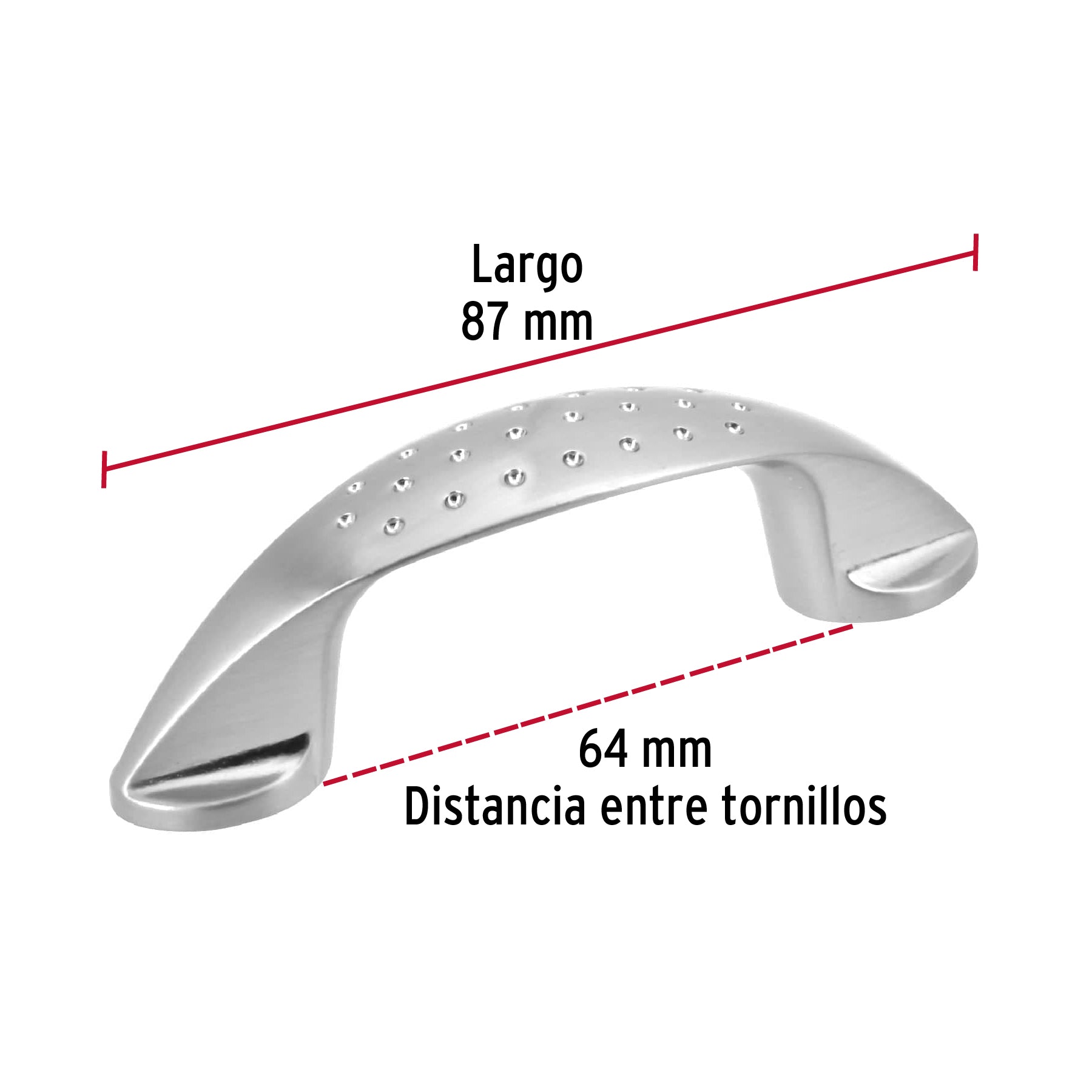 Jaladera metálica de 64mm estilo 'Elipse', níquel satinado JAL-1211 43619 MM00