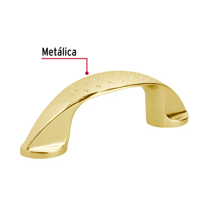 Jaladera metálica de 64mm estilo 'Elipse', latón brillante JAL-1221 43622 MM00