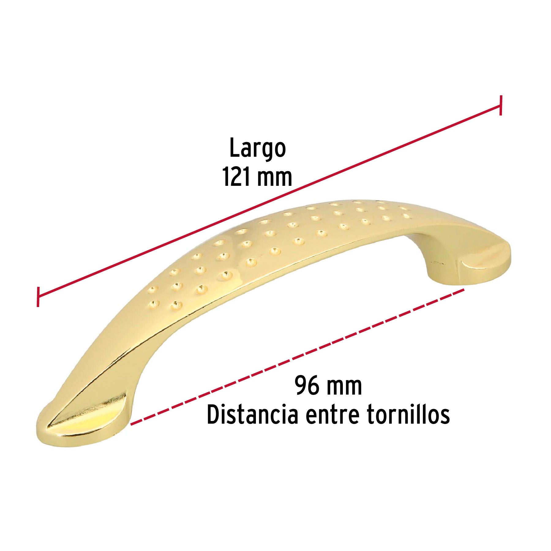 Jaladera metálica de 96mm estilo 'Elipse', latón brillante JAL-1222 43623 MM00