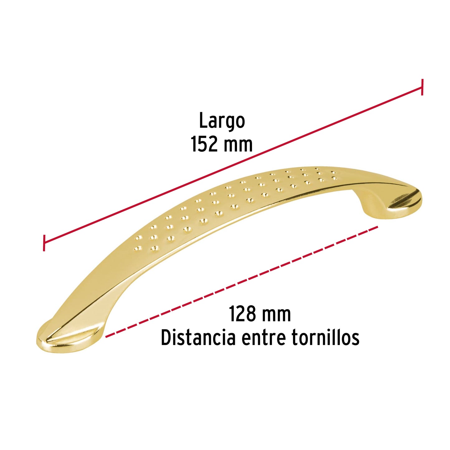 Jaladera metálica de 128mm estilo 'Elipse' acabado latón bri JAL-1223 43624 MM00