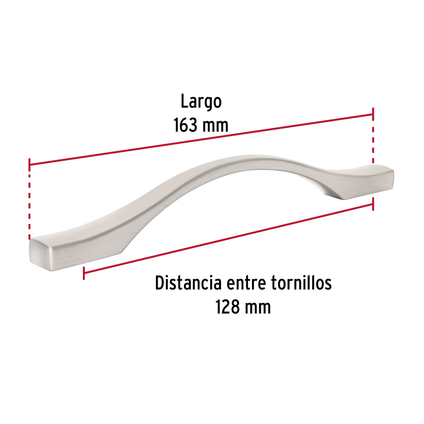 Jaladera de 128mm estilo 'Segovia' acabado níquel satinado JAL-1512 45807 MM00