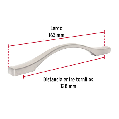 Jaladera de 128mm estilo 'Segovia' acabado níquel satinado JAL-1512 45807 MM00